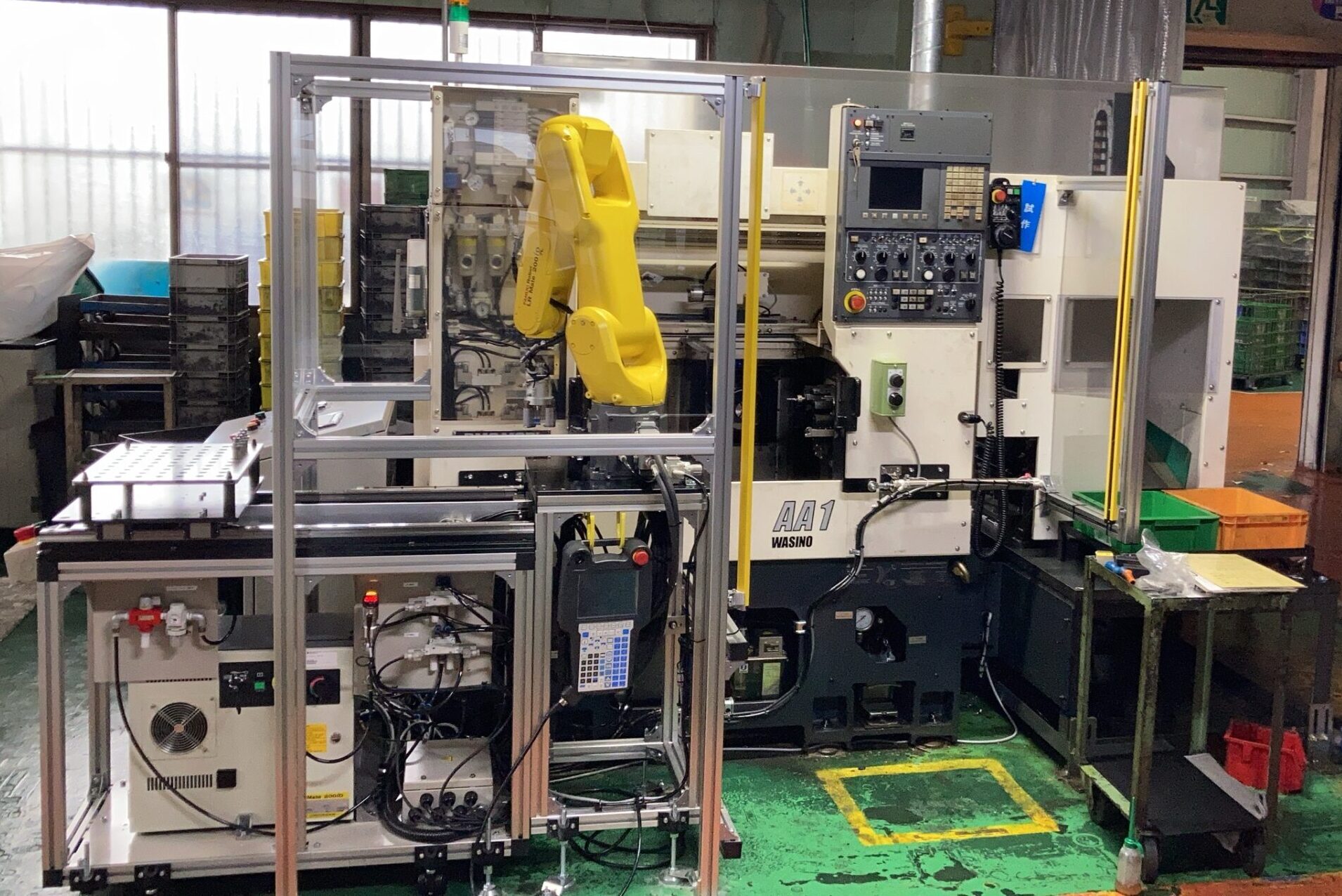 【製造実績・改善・生産性向上】切削工場向け 2主軸・2タレットターニングセンタ用製品供給機(ローディングロボット)